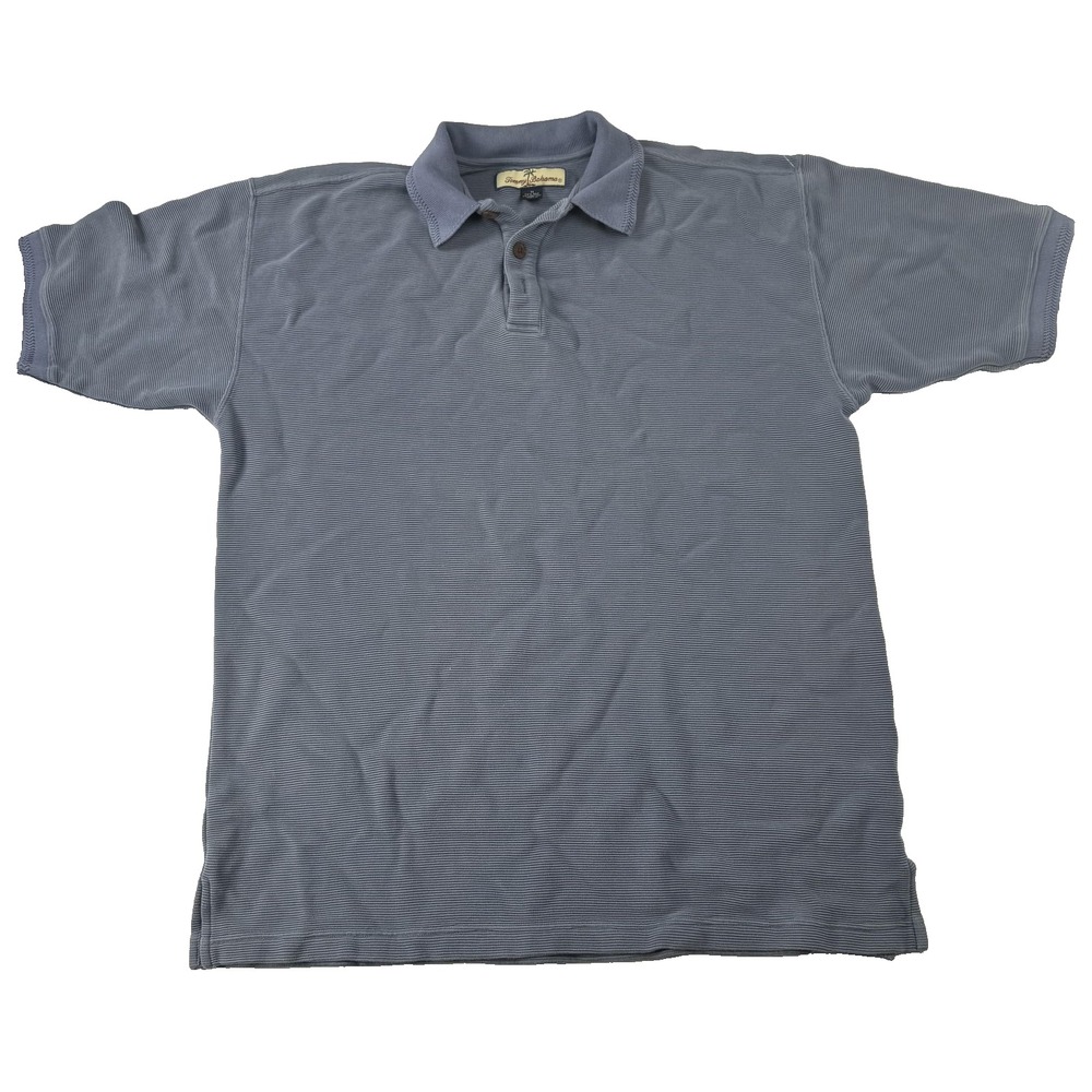 Tommy Bahama Polo Shirt Mens Medium Blue Silk Cotton Luxury Casual Golf Resort